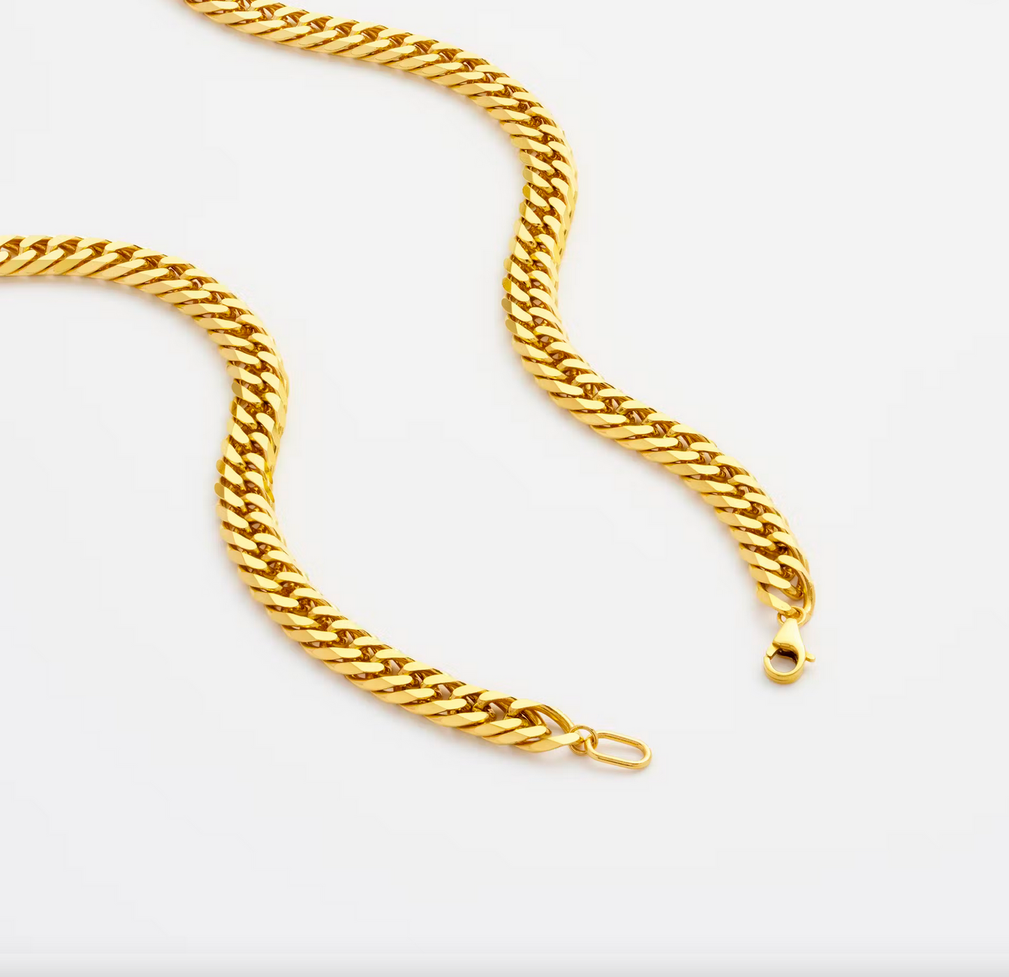 Statement Diamond Cut Double Curb Chain Necklace